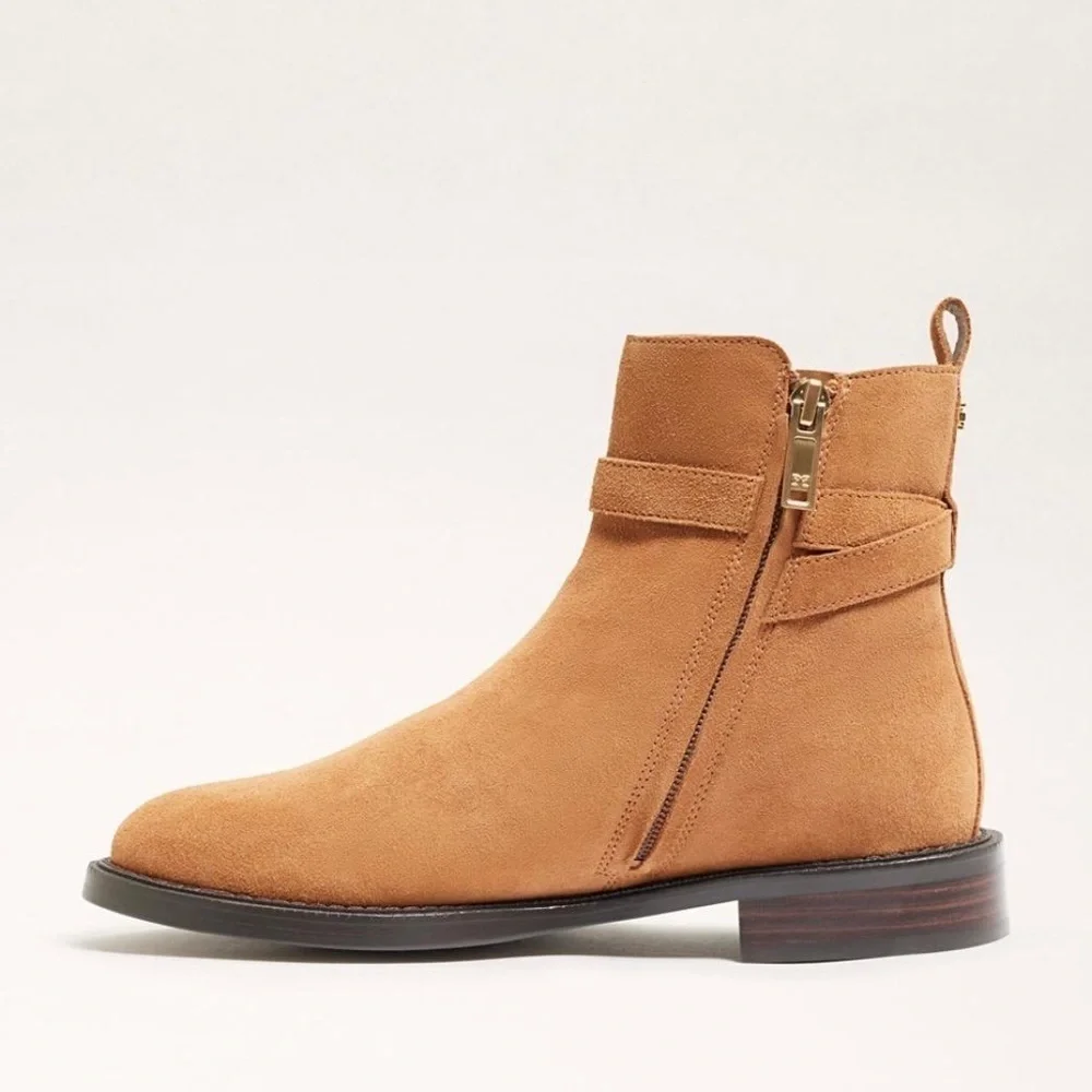 Sam Edelman Nolynn Buckle Zipper Ankle Boots in Saddle Suede - NWT - Picture 2 of 13